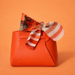 Women’s Structured Mini Handbag with Printed Scarf Handle | Compact Stylish Purse