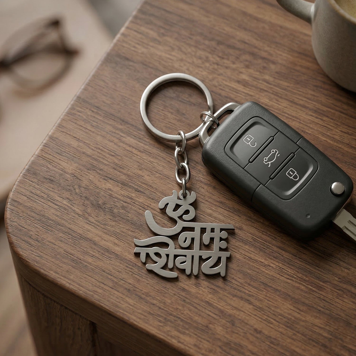 Premium Metal Om Namah Shivay Engraved Keychain 1 Pc - Image 3