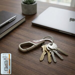 Premium Heavy Duty Metal Key Holder with Locking Carabiner Clip (1 Pc)